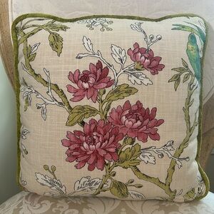 Linen Floral Decorative Pillow
